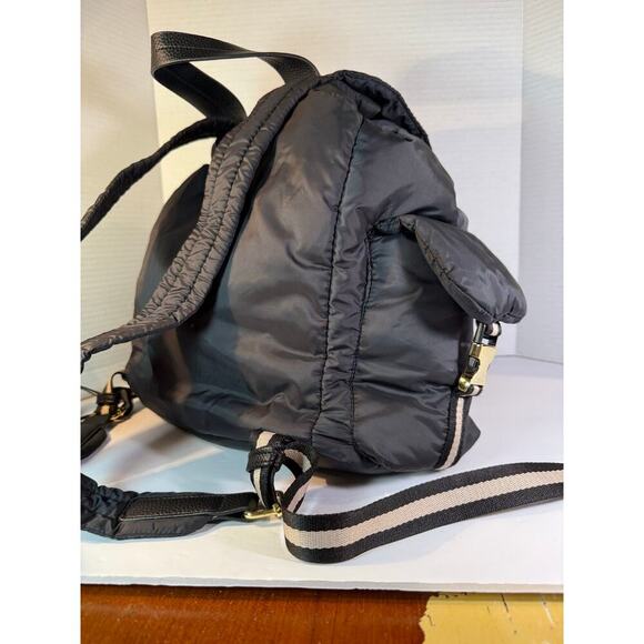 Tommy Bahama Black Nylon Backpack | Gold Hardware | Travel Diaper Bag Purse - Picture 9 of 10